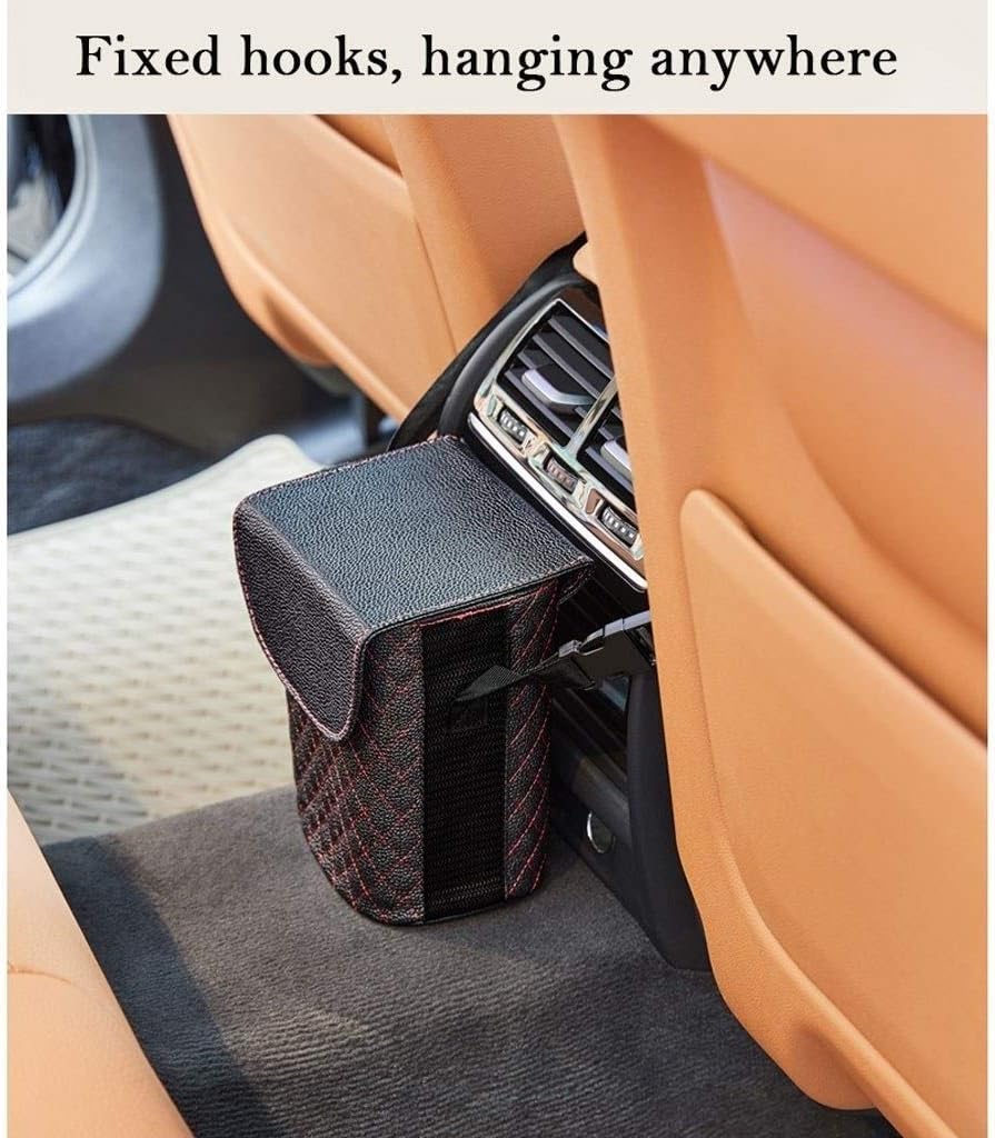 Kitchen Trash can Multi-Function Car Hanging Garbage Bag Car Trash Can Creative Simple Storage Box Trash Can (Color : ArmyGreen, Size : with Cover)