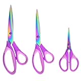 Craft Scissors Set of 3 Pack, All Purpose Sharp Titanium Blades Shears, Comfort Grip Handle, Multipurpose Fabric Scissors Tool Great for Adults, Office, Sewing, School and Home Supplies, Purple