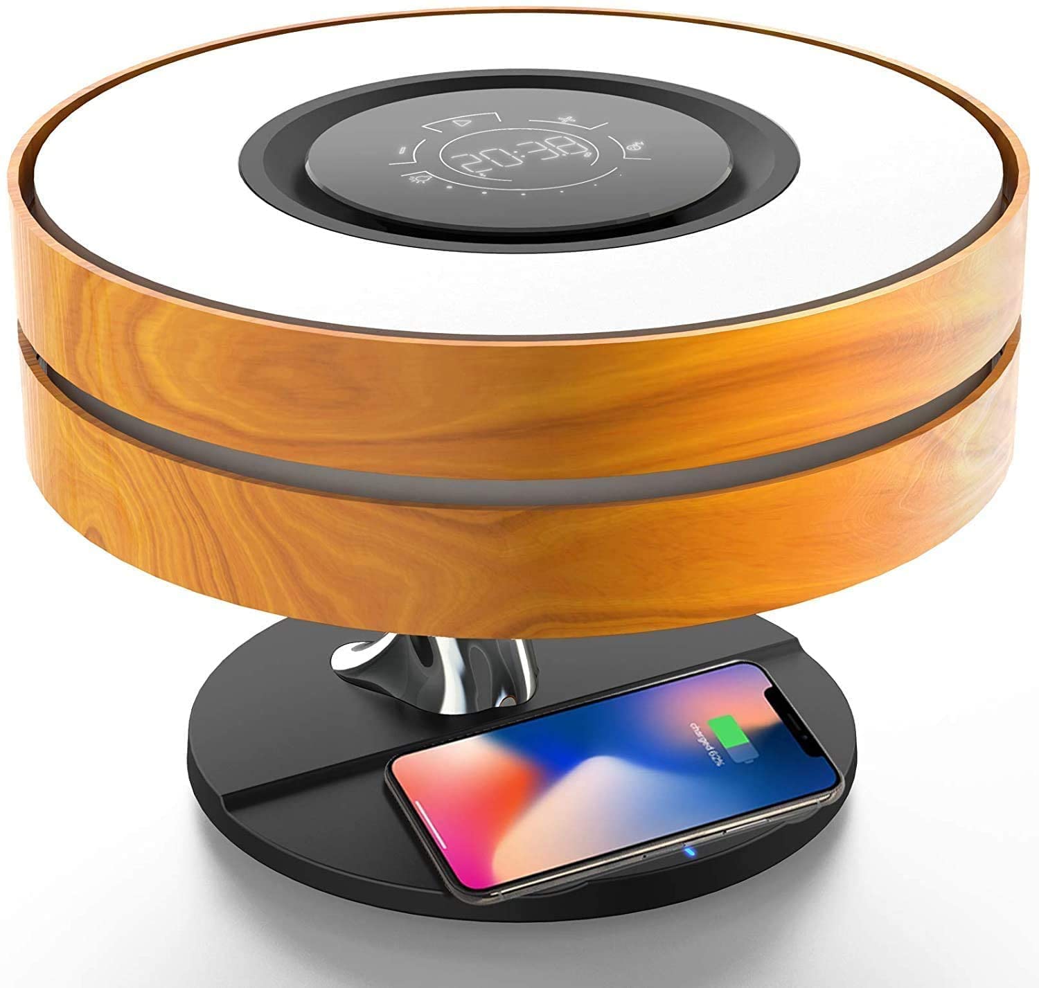 DERMALL Touch Lamp Dimmable Lamp Bluetooth Speaker and Wireless Charger Nightstand Table Lamp
