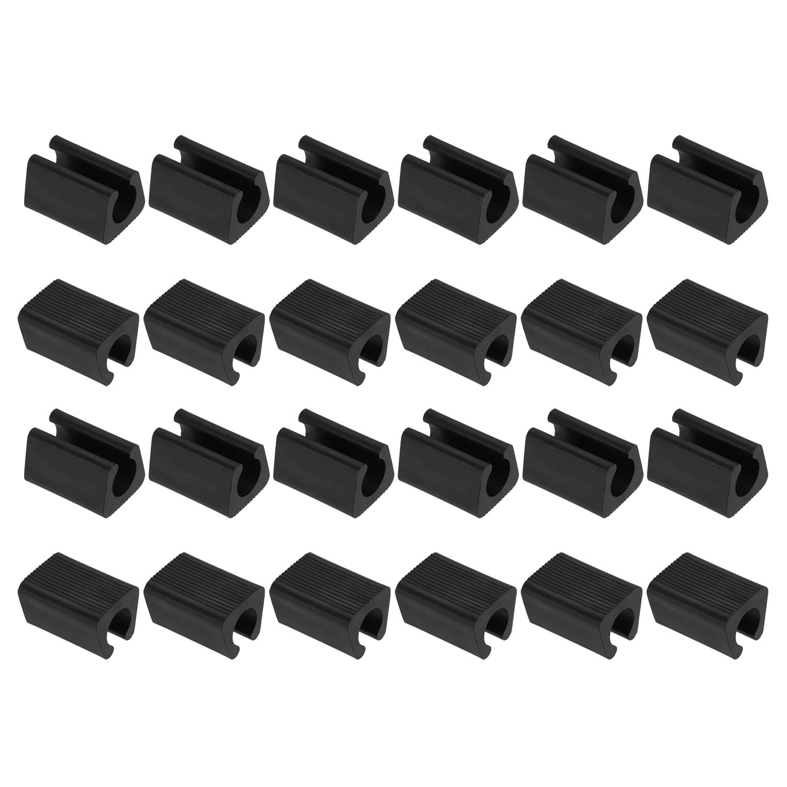 sourcing map 24Pcs U-Shaped Chair Leg Caps, 12mm Chair Floor Protectors, Plastic Glide Caps for Metal Chair Feet Covers, Anti-Slip Furniture Pads for Hardwood Floors, Black