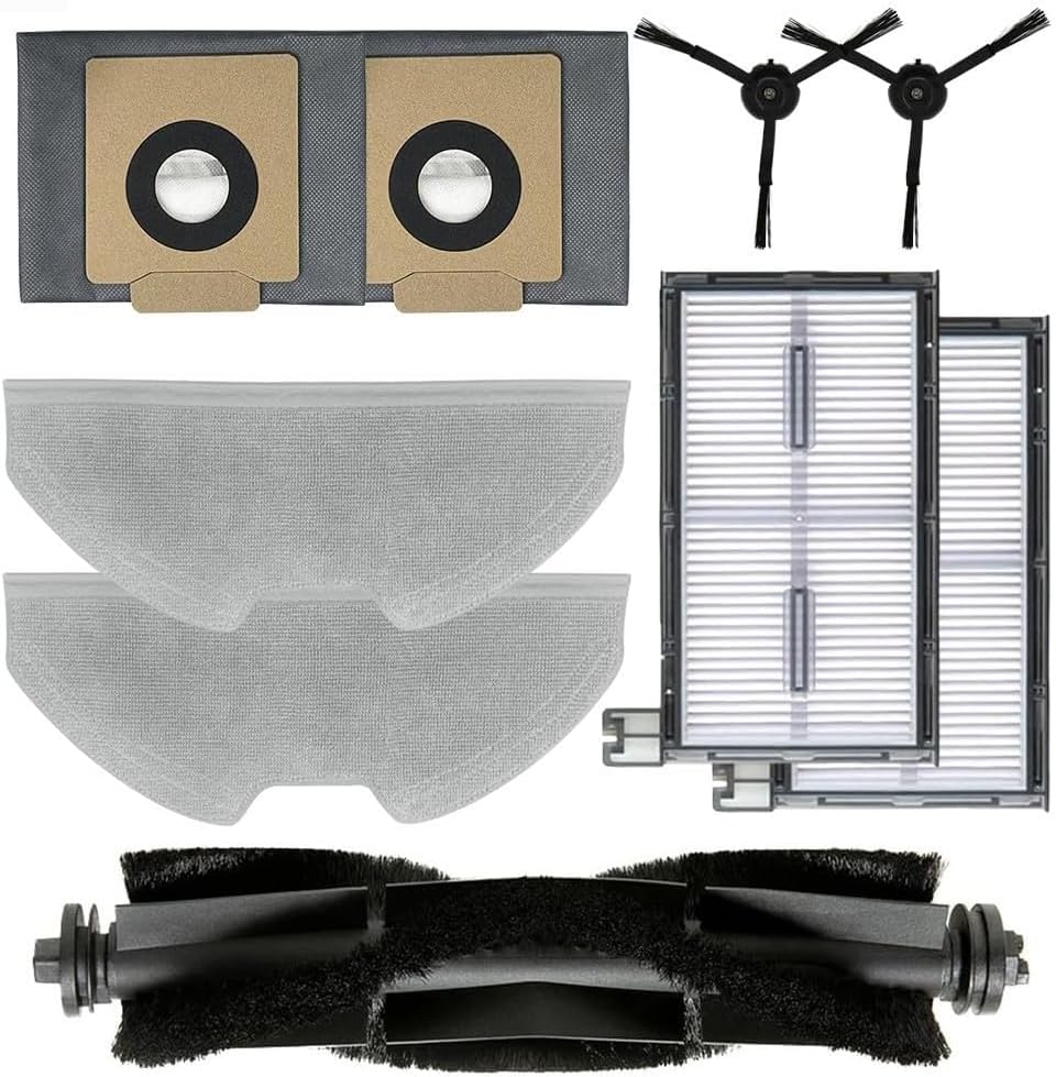 YUETTYY 9 PCS Replacement Main Brush Mop Cloth Side Brush Dust Bags HEPA Filters Kit Fits for Eufy X8 Pro Series for X8 Pro SES Robot Vacuums Accessories