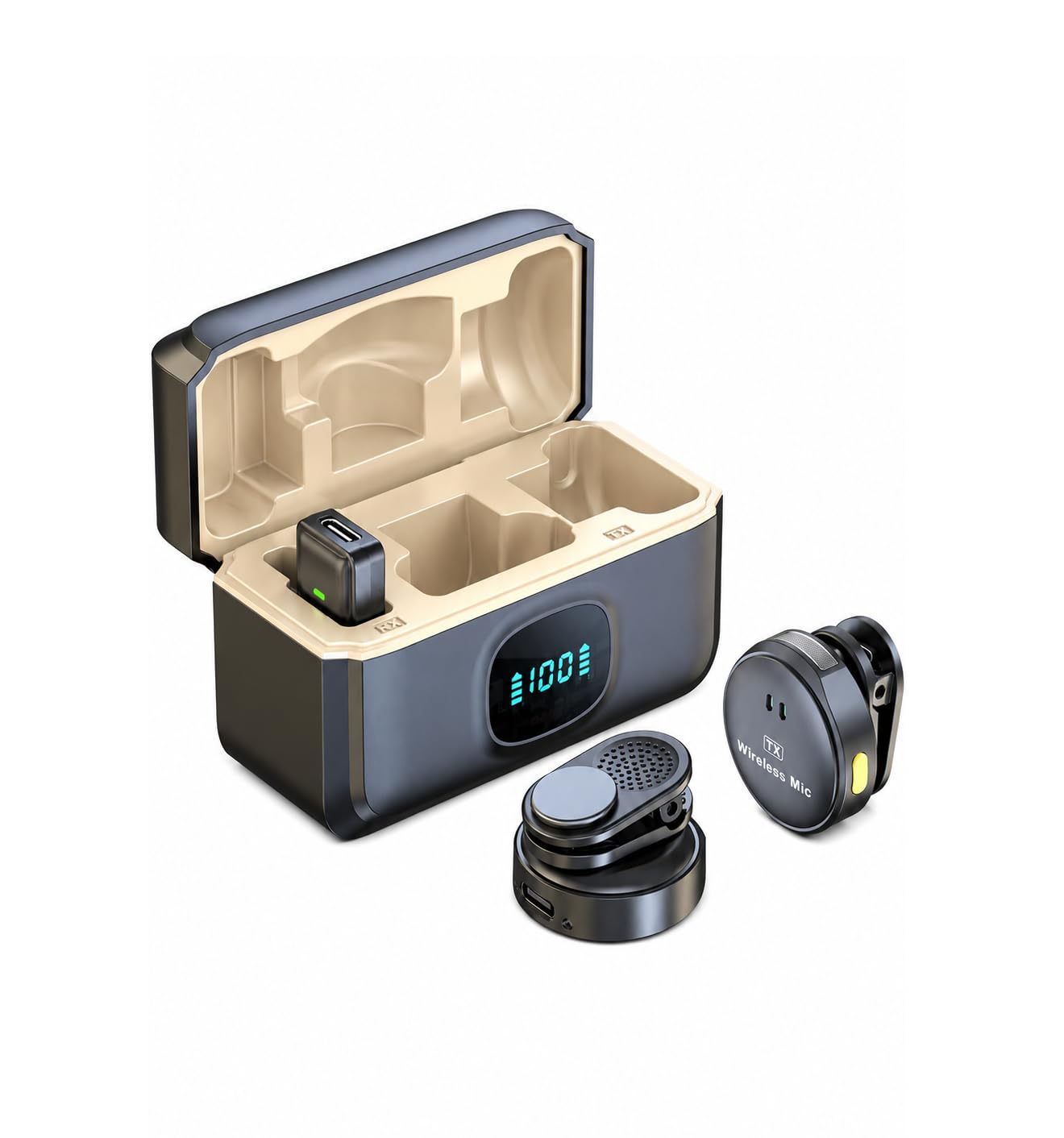 Q8 Dual Wireless Lavalier Microphone with Charging Case for Type-C, 2.4GHz Clip-On Mini Mic with Intelligent Noise Cancellation, Plug & Play Dual Lapel Microphone for YouTube-image-47