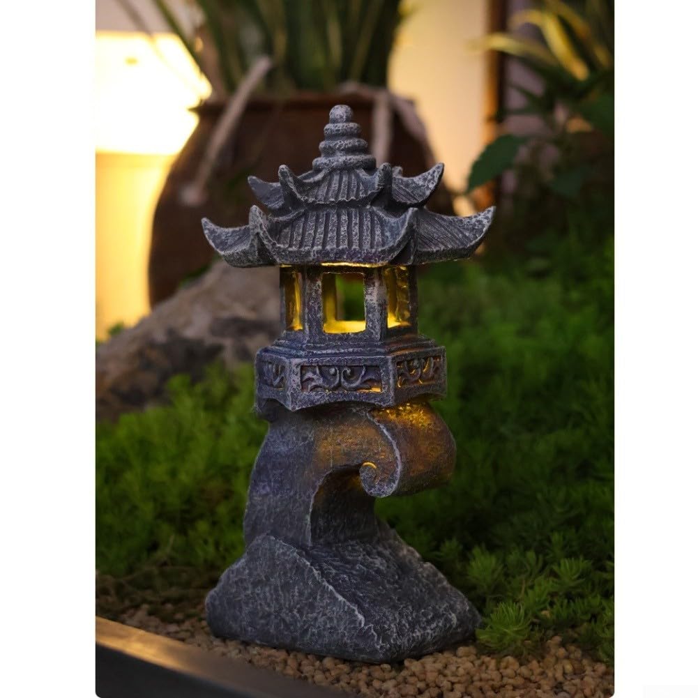 FUBESK Solar Pagode Laternen Stil Weg für Licht Solar wiederaufladbare LED-Lampe für Garten (A)