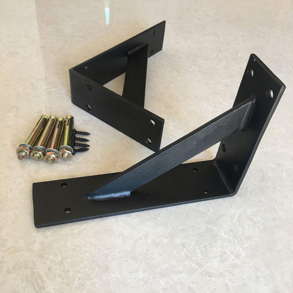 Soportes para estantes de alta resistencia, soportes flotantes para estantes, soportes de pared triangulares para trípode, soportes de encimera de hierro de metal industrial negro, fuertes y resistent
