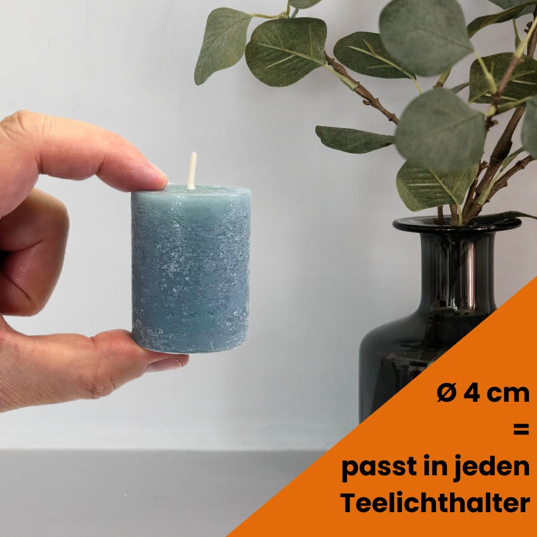 24 Candele Rustiche Mini 4x5 Cm In Cera Paraffina – Colore Tabacco Effetto Anticato Per Atmosfera Calda E Accogliente