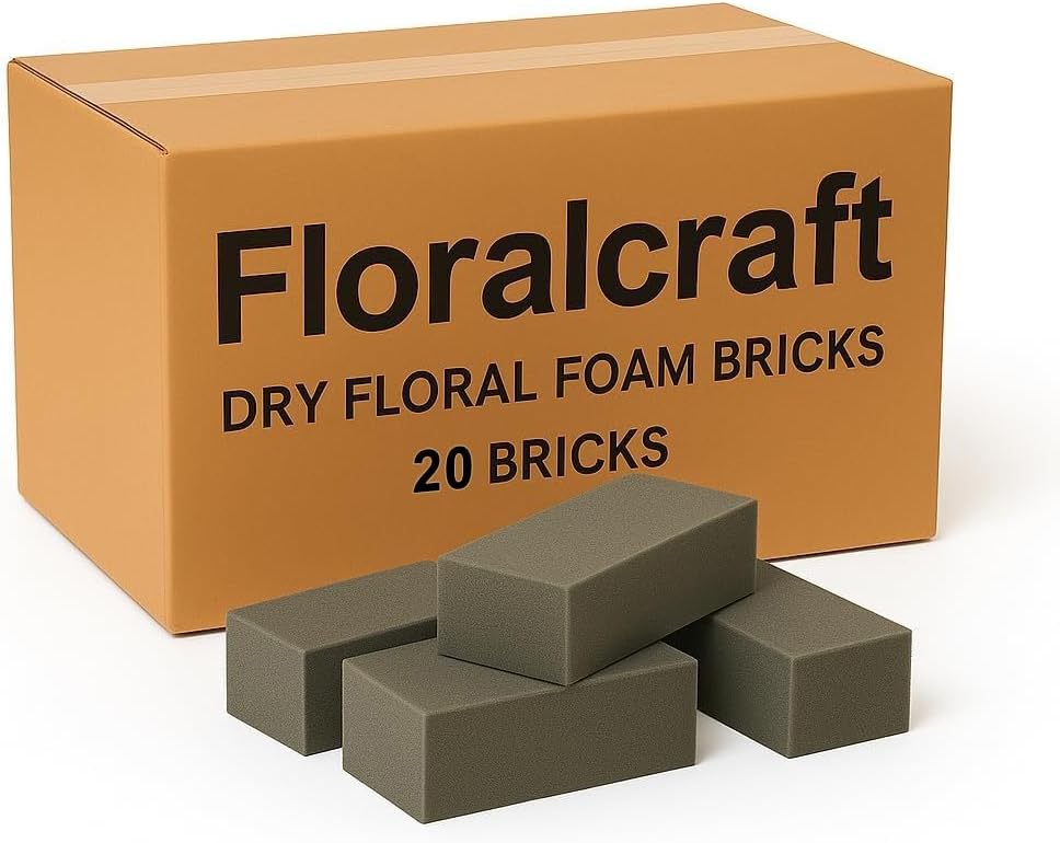 Dry Floral Foam Bricks – Pack of 20 (23×8×11cm) | Florist Foam Blocks for Artificial Flowers, Wedding Arrangements & Craft Displays