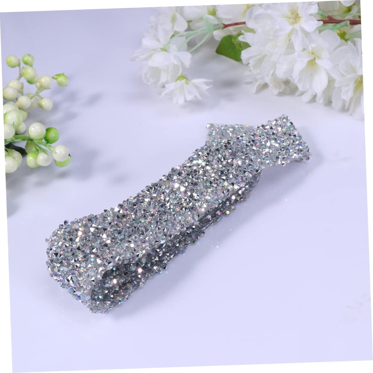 Silver Hot Fix Rhinestone Mesh Ribbon for Bridal Veils and Garments