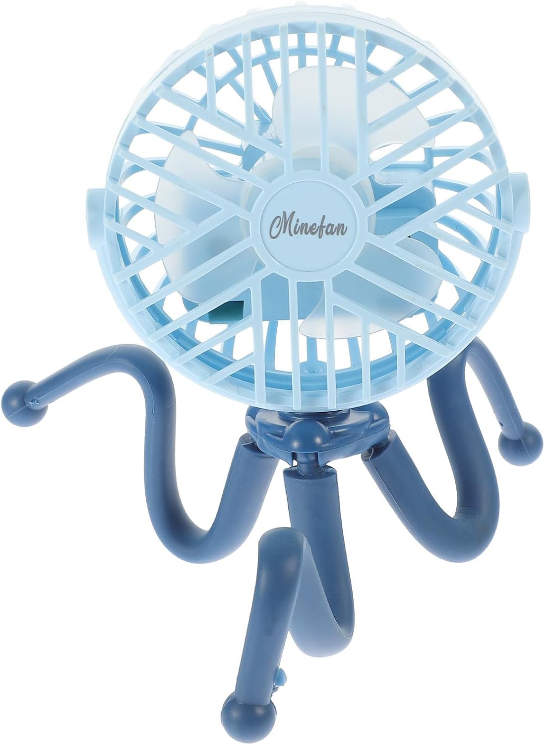 LABRIMP Portable USB Rechargeable Clip-on Fan with Flexible Tripod and 3 Gears, Silent Mini Stroller Fan, Blue Abs Material, for Park and Zoo Use