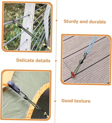 Miniatura 6 de HANABASS Cordón elástico para tienda de campaña, cordón elástico de fijación con ganchos, hebilla de leva, ganchos al aire libre, toldo resistente