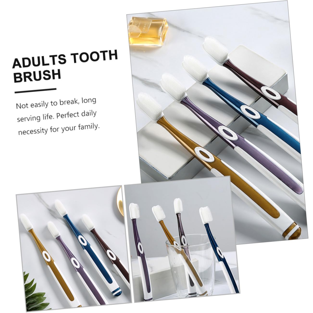 COLLBATH 3sets Spazzolini Per Adulti Testine Morbide Per e Antiscivolo Per Gengive Sensibili