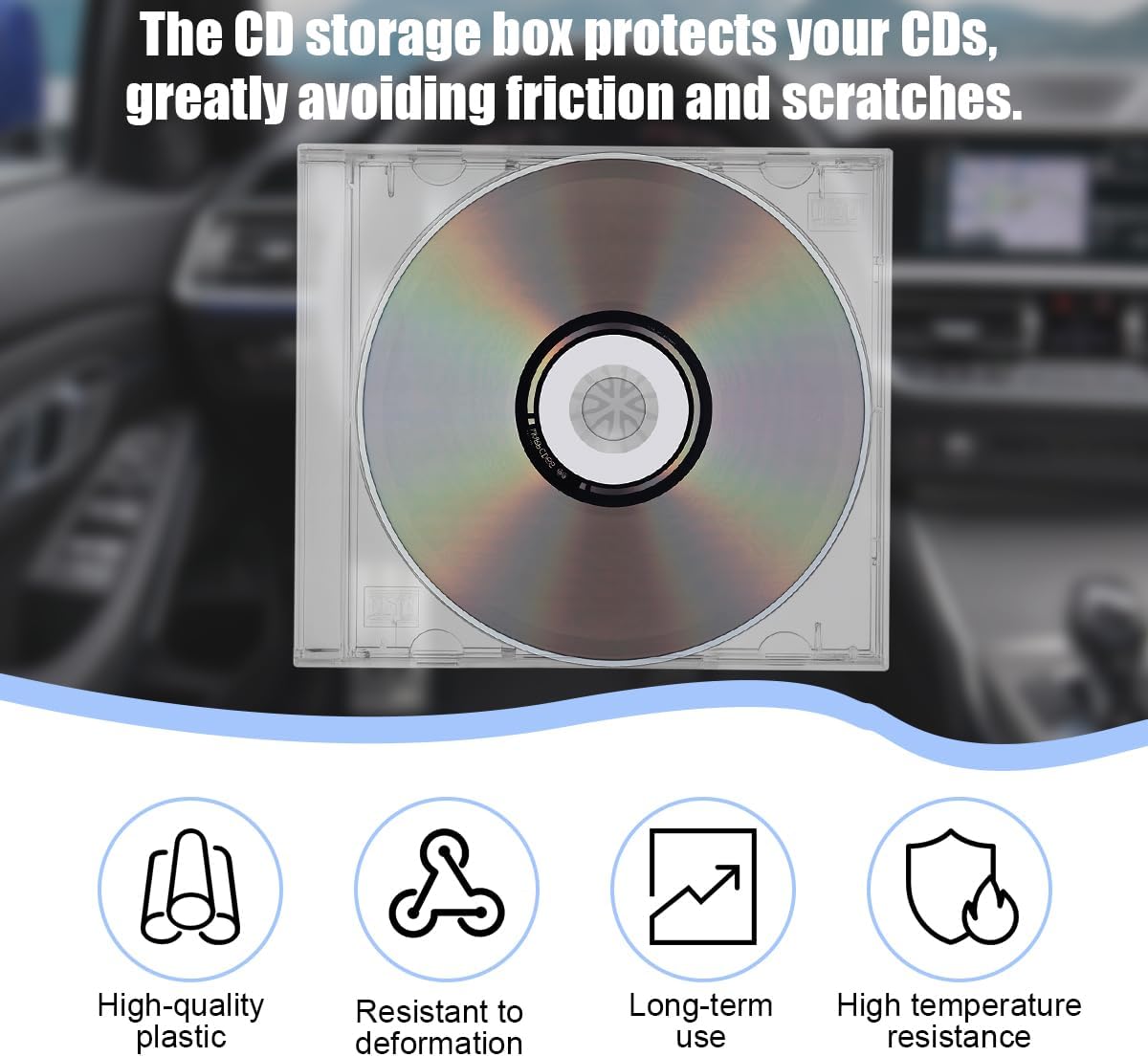 6PCS Car CD Jewel Case, Clear Vehicle CD Storage Box with Assembled Removable Tray, Automotive DVD Disc Cover Protection Replacement Accessories, Universal for SUV Truck Sedan (Transparent)
