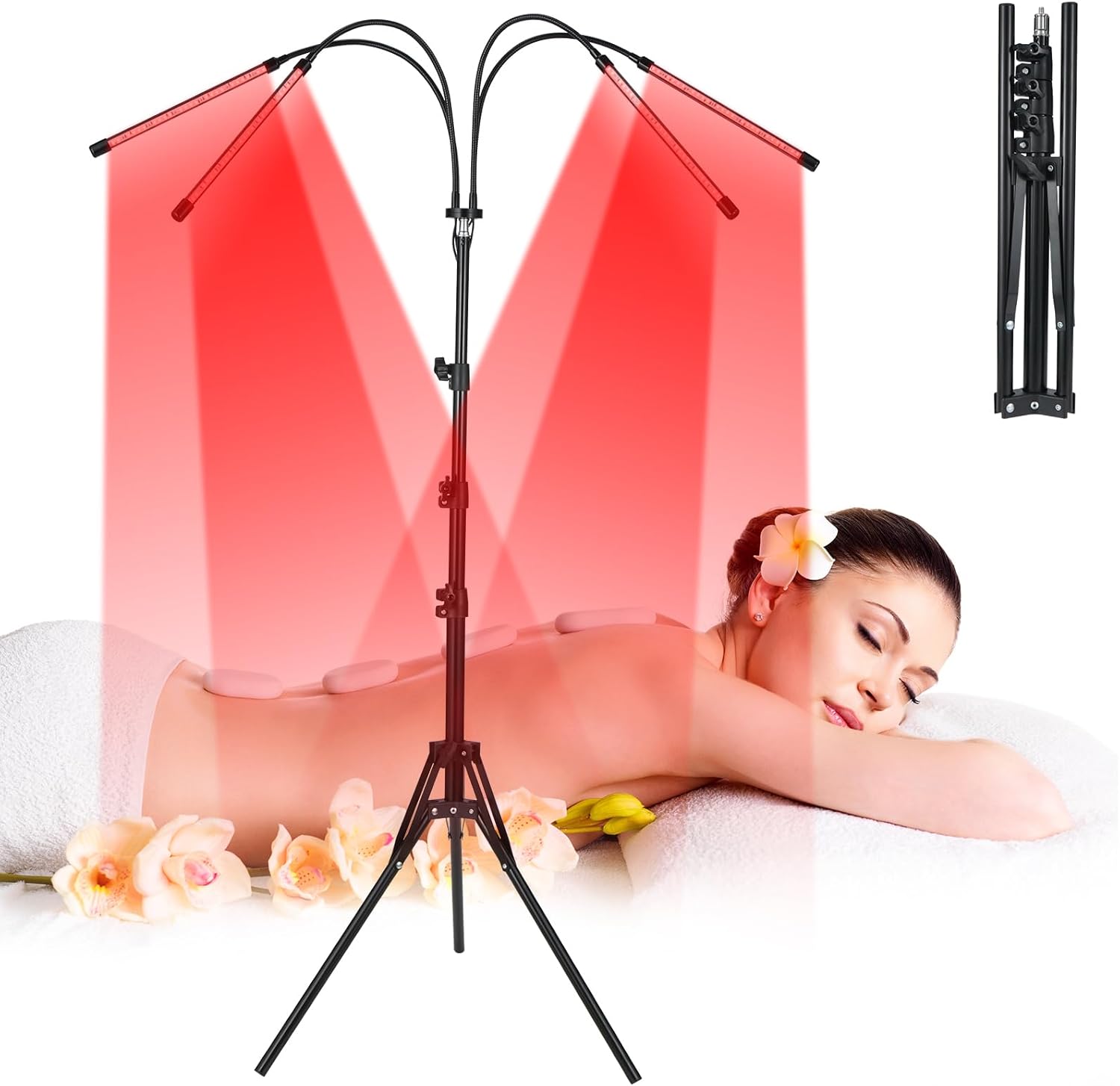 Red Light Therapy Lamp for Face and Body, Portable Red Infrared Light Therapy Device with Stand, 120 LEDs (660nm Red + 850nm Infrared), Adjustable Tripod, Home Use for Skin Care, Muscle Relief, Anti-A