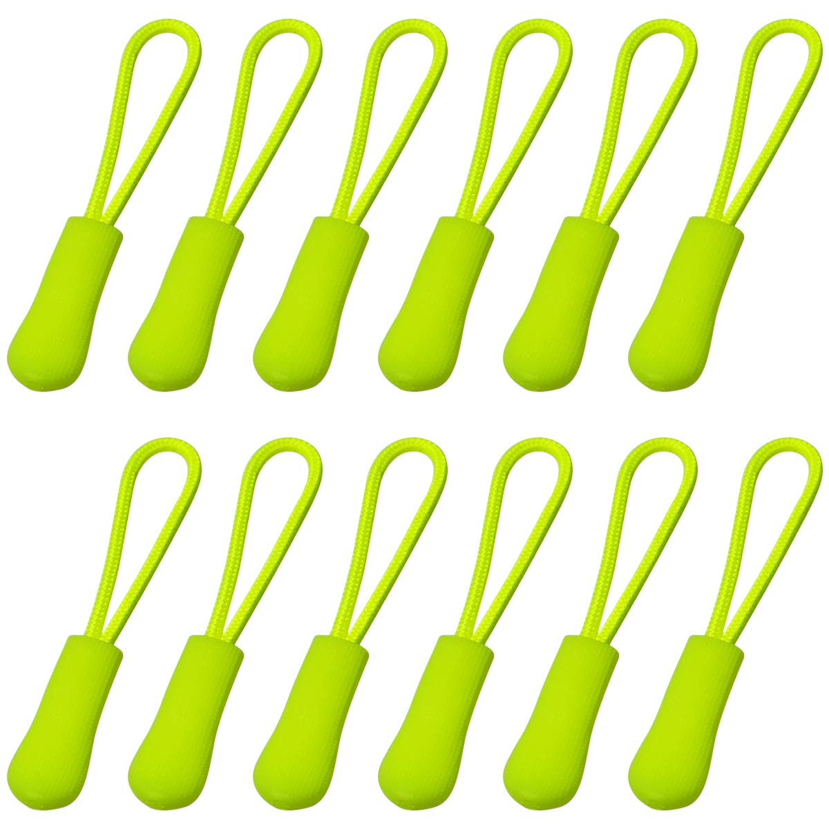 20 Pcs Zipper Pulls, Nylon Cord Extension Zipper Tab Zipper Tags Cord Pulls for Backpacks, Luggage, Jackets, Purses, Handbags (Fluorescent green)