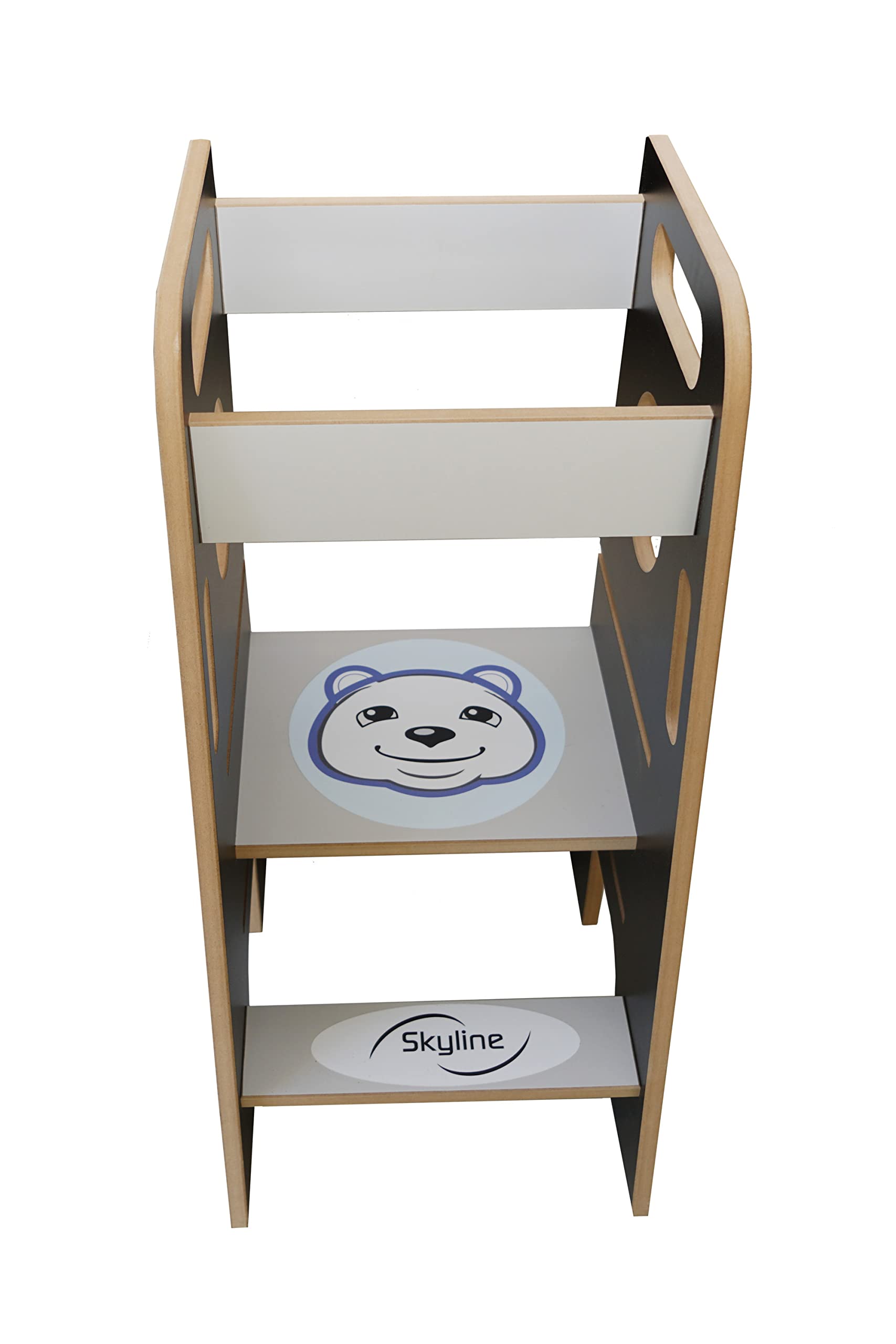 Skyline Torre di Apprendimento Libreria Montessoriana per Bambini Scaletta Pieghevole Tavolino Sedia Torretta Pieghevoli Scrivania Sgabello Tavolo Kitchen Helper Learning Tower nero/bianco
