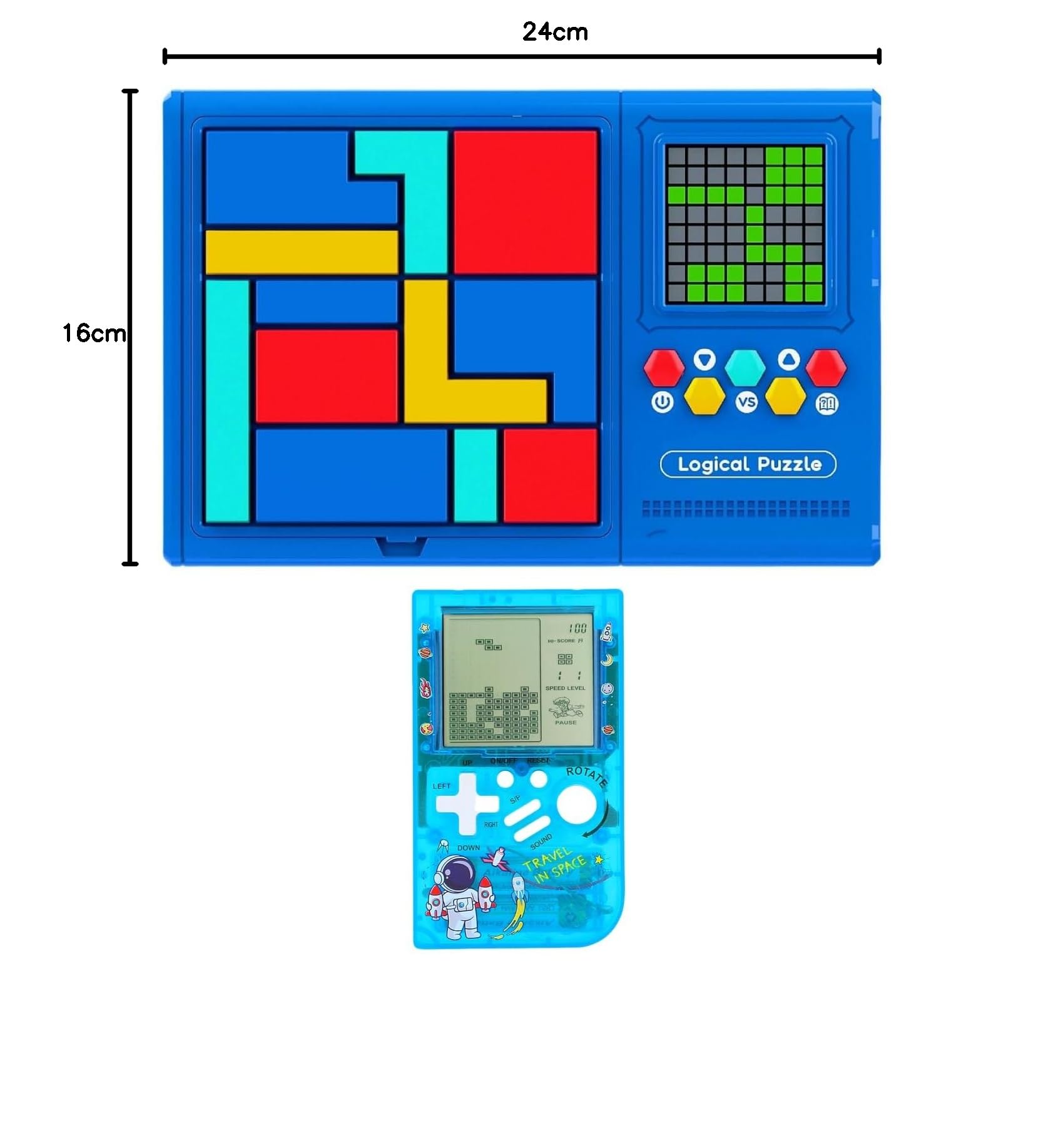 HLF Rompecabezas electrónico Inteligente Consola de Juegos de Bloque 500 Niveles Laberinto PK Concentración/Pensamiento lógico Interactivo Entre Padres e Hijos Juguetes Niño/niño/niña Regalos (Blue)