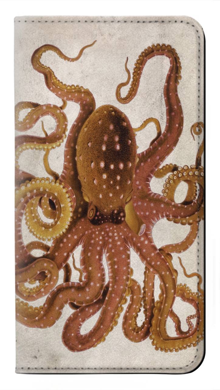 Housse cuir Samsung Galaxy A26 protection clapet vintage motif pieuvre - 5