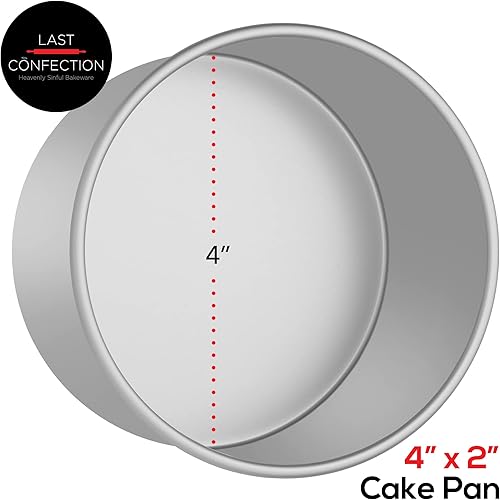 Miniatura 2 de Last Confection Molde Redondo de Aluminio para Pastel Utensilios Profesionales para Hornear (varios tamaños), 4" x 2", Plateado