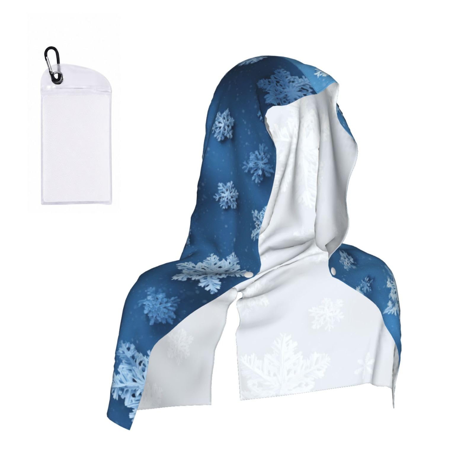 WXWJSHMGC Snowflakes Print Cooling Hoodie Towel, Cooling Towels For Neck And Face Sun Protection Instant Cool Hoodie(Sport/Camping/Work Out/Hot Weather)