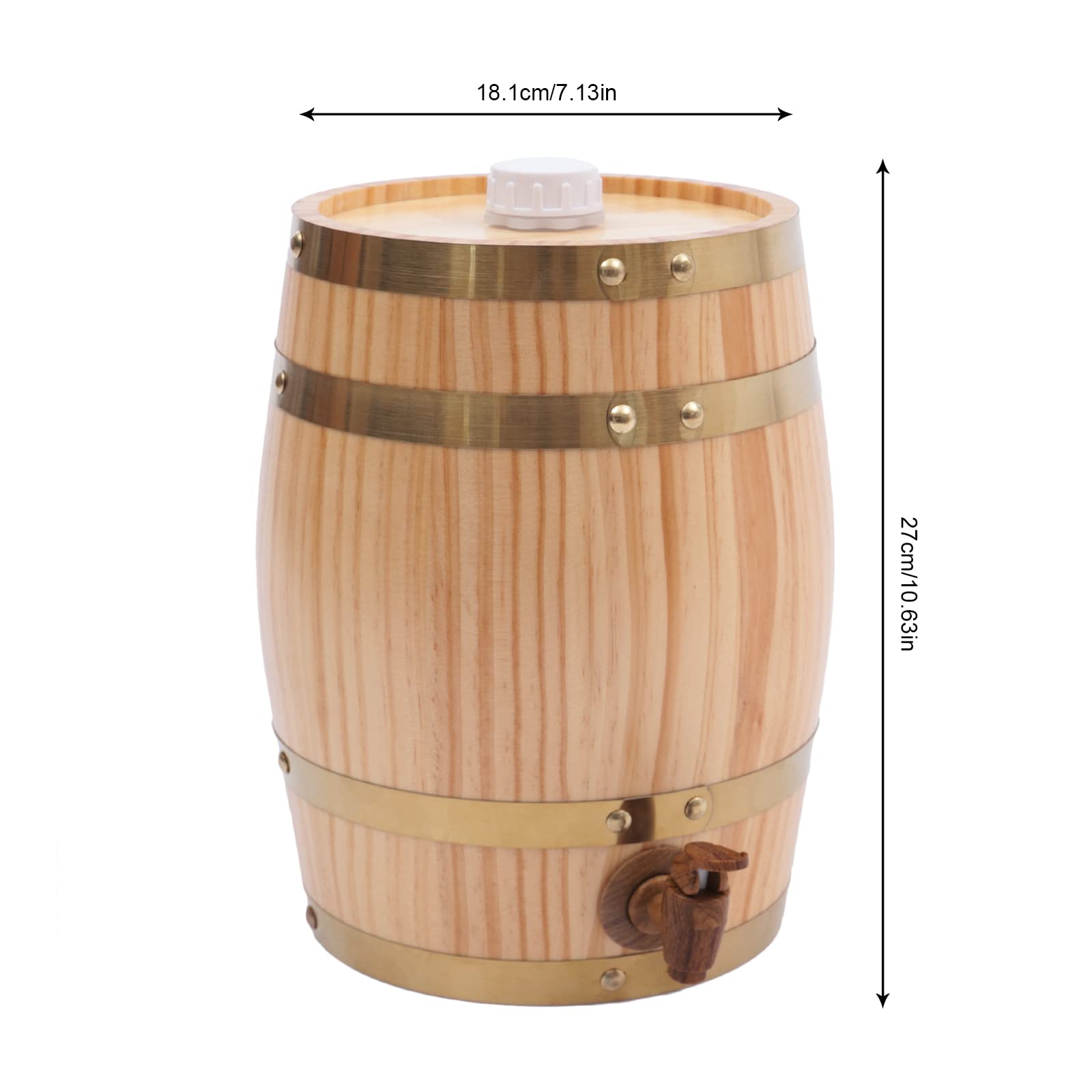 1.5L/3L/5L/10L Vintage Wood Oak Timber Wine Barrel Dispenser for Beer Brandy Tequila Whiskey Rum Port (Upright 5L)