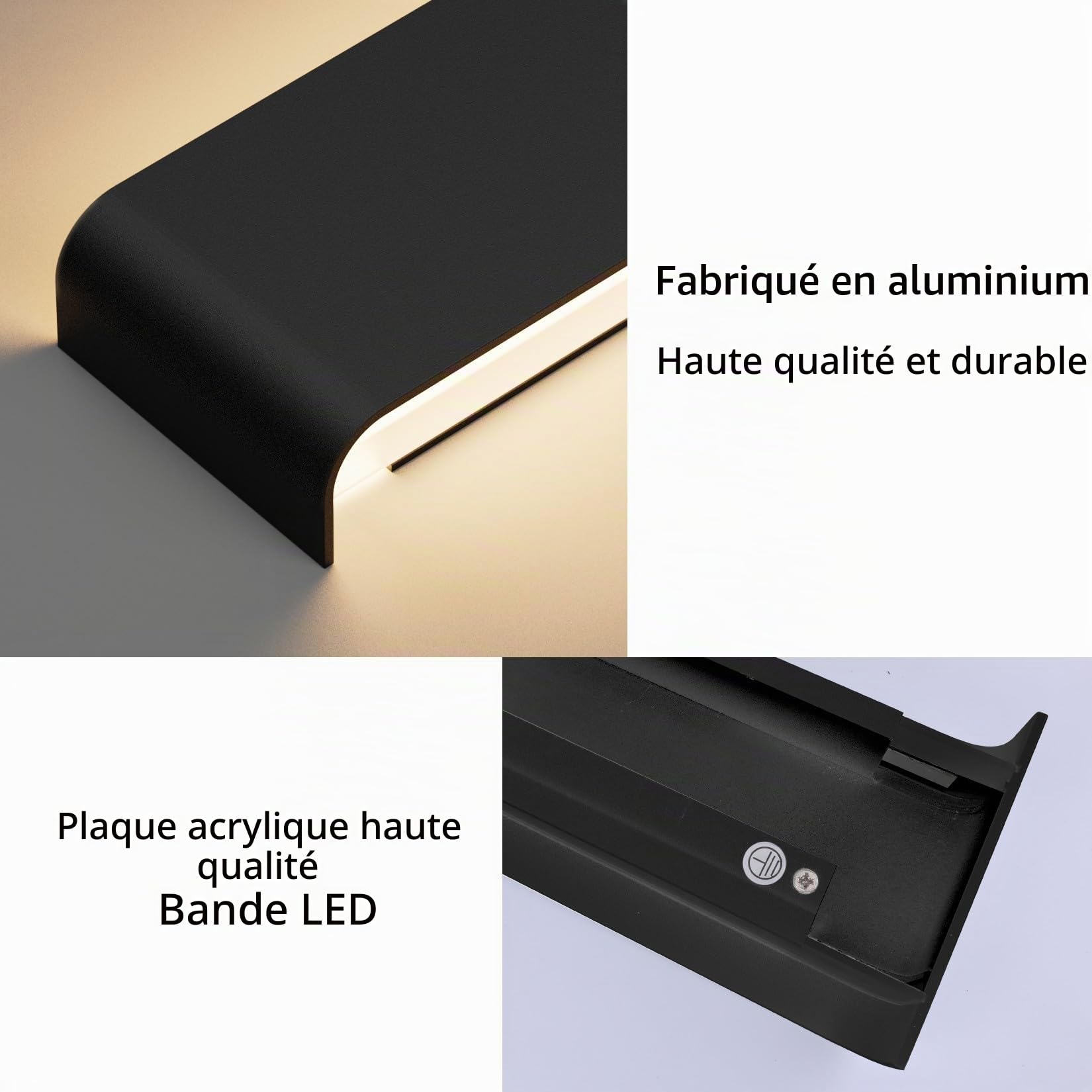Klighten Applique Murale Interieur LED 83CM Lampe Murale Blanc Chaud 3000K 30W Luminaire Mural Moderne pour Chambre Salon Escalier Couloir, Noir
