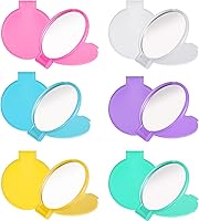 6 Pack Mini Folding Compact Mirrors Bulk - 2.4 Inch Portable Pocket Makeup Mirrors for Purse, Travel, Women Girls (6 Colors: White, Yellow, Pink, Purple, Blue, Green)