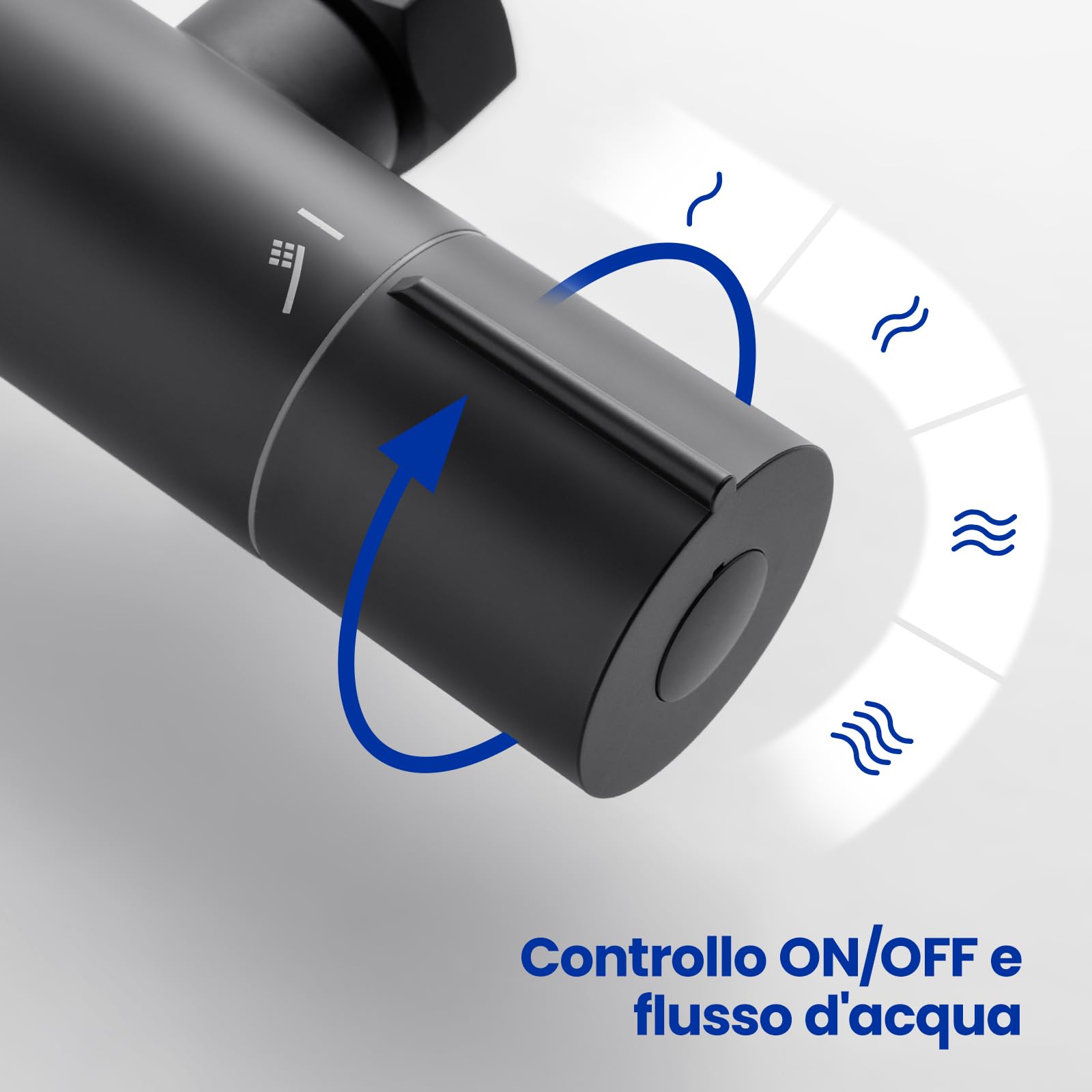 Auralum Miscelatore Doccia Nero, Miscelatore Termostatico Doccia, Rubinetto Doccia da Muro con Controllo Costante Della Temperatura a 38℃, Miscelatore Doccia Esterno per Vasca da Bagno, con Deviatore