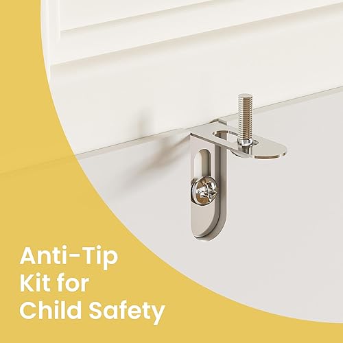 Miniatura 5 de Anystyle Armario de buffet blanco de 43 pulgadas con asas negras, pequeño aparador de cocina con 3 puertas y estantes ajustables, moderna mesa de