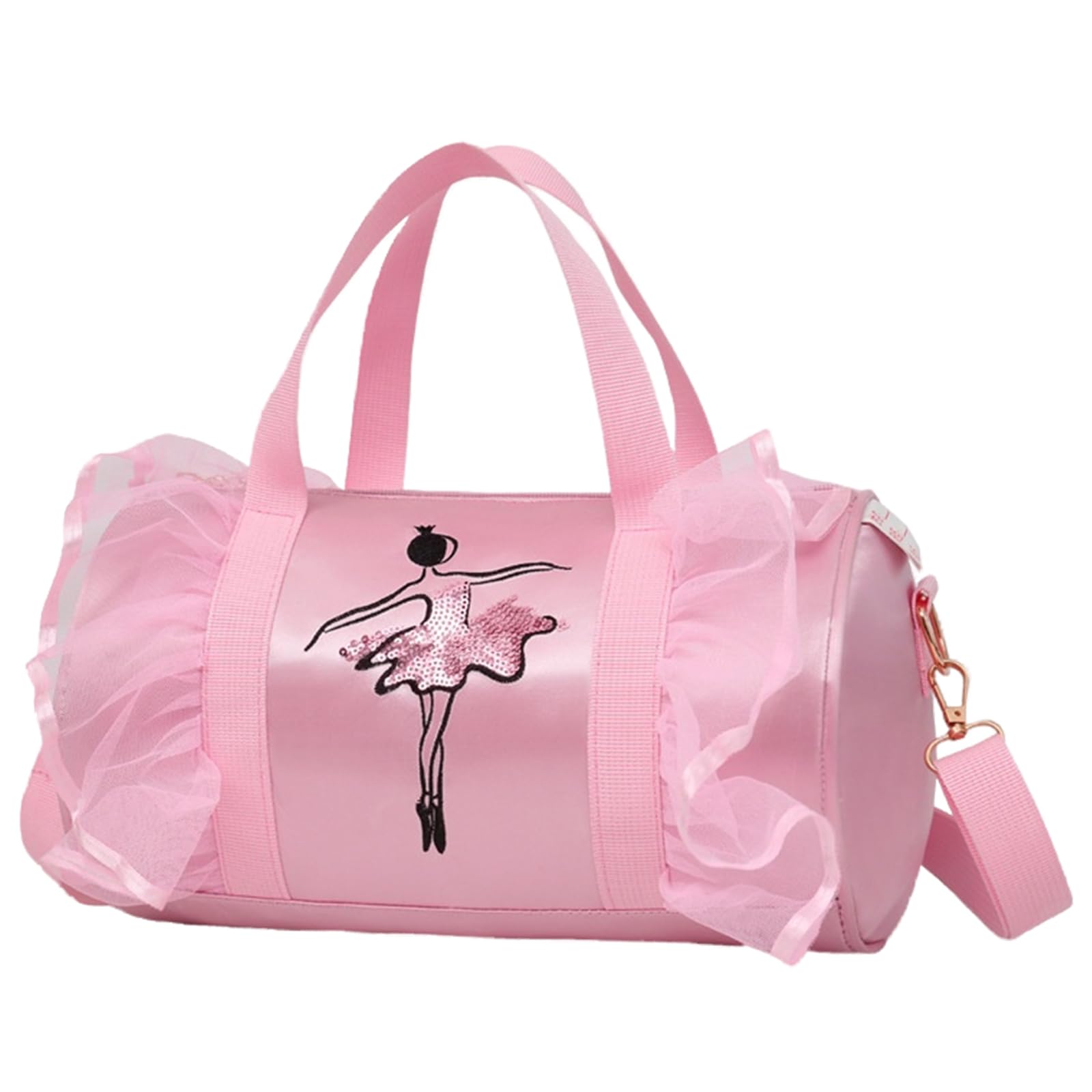 Copbopwn Girls Ballet Dance Bag Pink Crossbody Sports Handbag Tote for Kids, Gymnastics Bag, Princess Shoes Dancewear Storage