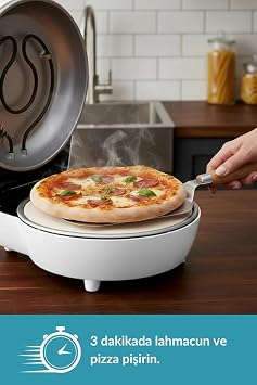 Dr.Maya® Stone Oven Lahmacun Machine, Removable 30cm Natural Stone Cooking Surface, Black, 400°C Thermostat, Bottom-Top Heating, 1200W (White)