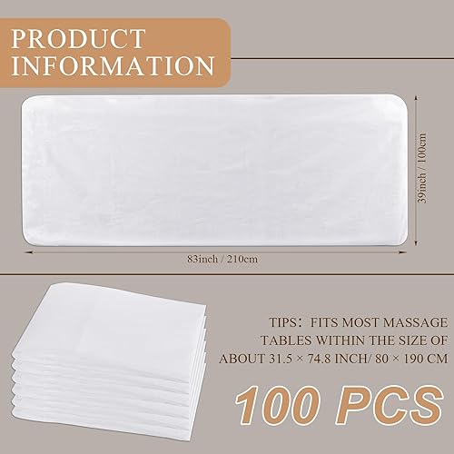 Miniatura 2 de 100 piezas de sábanas desechables para mesa de masaje, fundas de cama ajustadas, tela no tejida, cubierta de cama de spa para masaje, 39 x 83