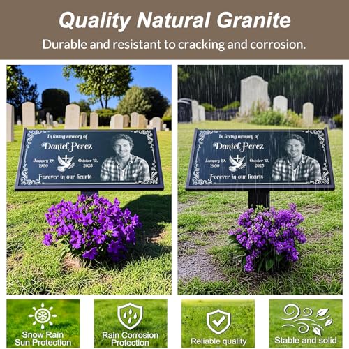 Image of Natural Granite Tombstone, Personalized Memorial Grave Marker