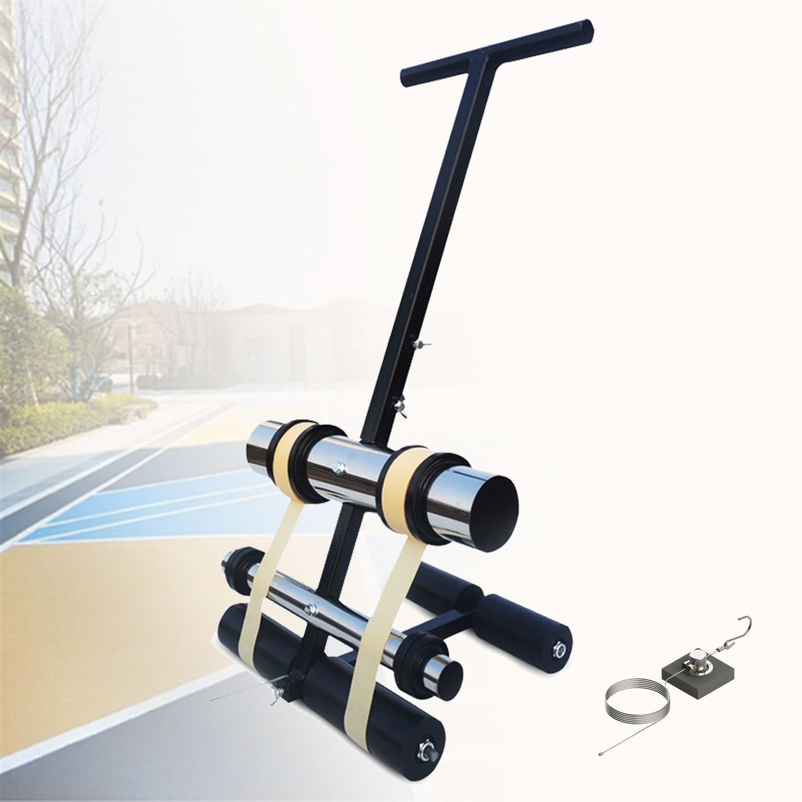 Driveway Basketball Court Marking Kit, Hand Push Floor Marking Tool With Drawing Circle Kit, Floor Tape Applicator, Pickleball Court Marking Kit For Driveway, Asphalt Or Concrete, Basketball Courts