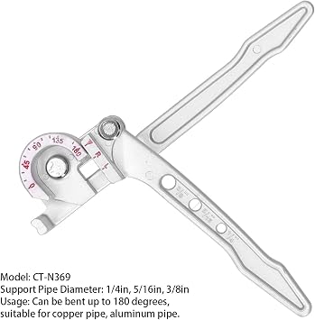 Manual Tube Bender, 180 Degrees Pipe Bending Tool for 1/4