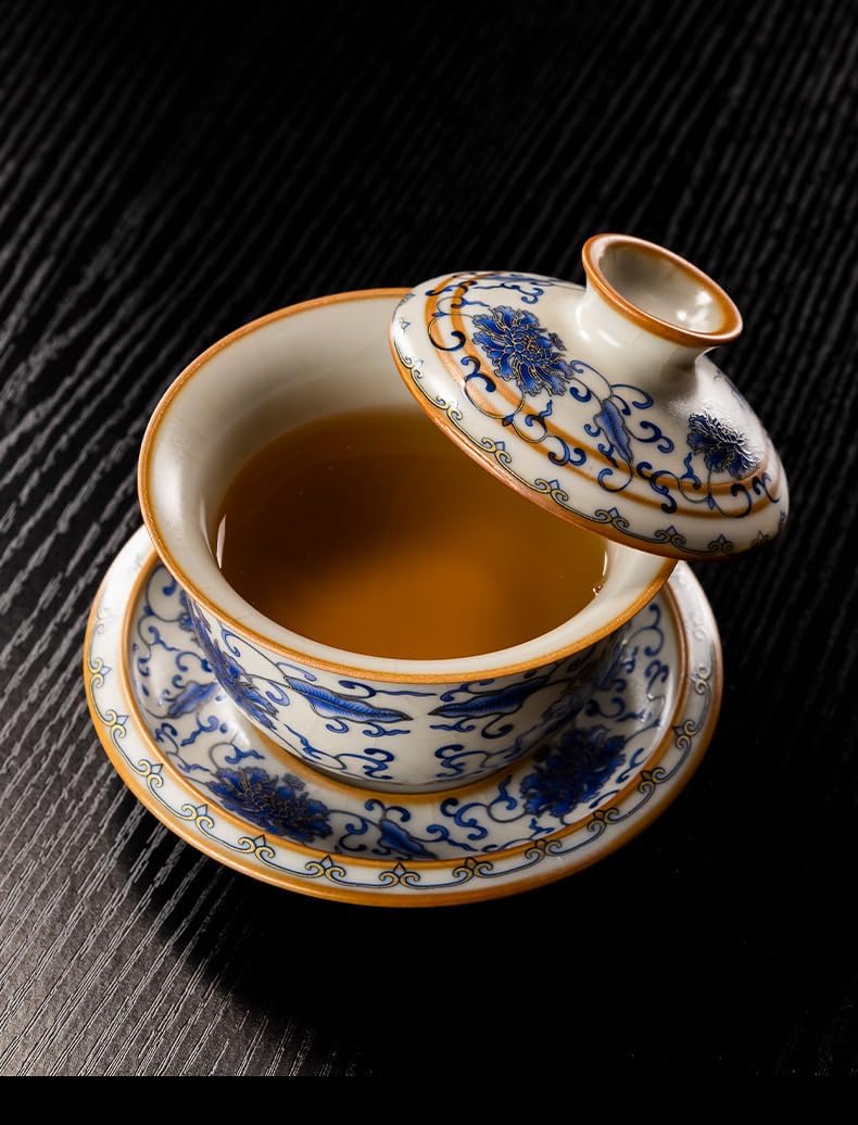 Enamel Gaiwan Tea Cup Classic Gongfu Tea Brewing Ware-style1