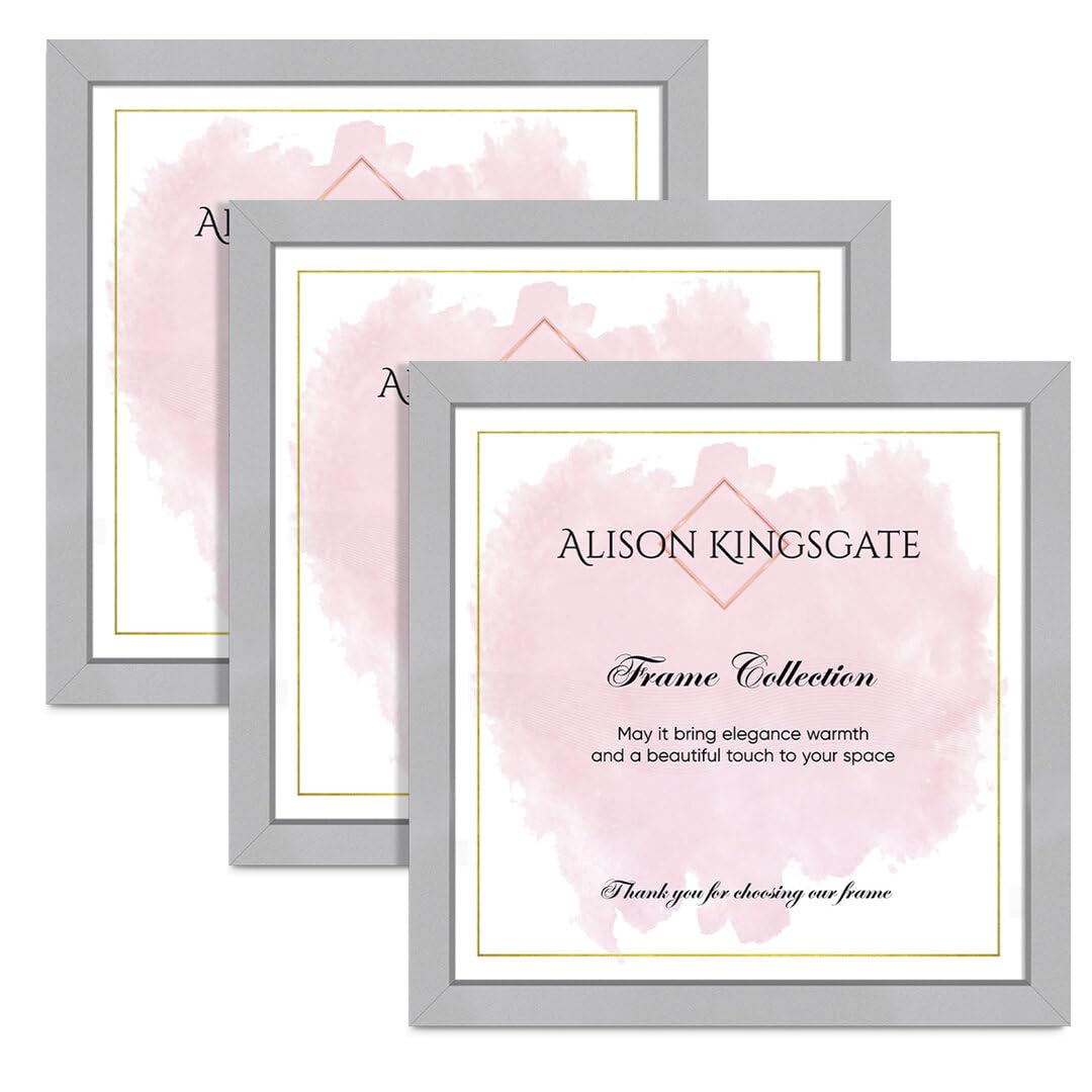 Alison Kingsgate 20X20IN SILVER Modern Photo Frames Pack of 3 - Engineered Wood Picture Frame with Perspex Front - Ideal for Certificates - Wall Mount or Tabletop - Multiple Sizes & Colors — image 1