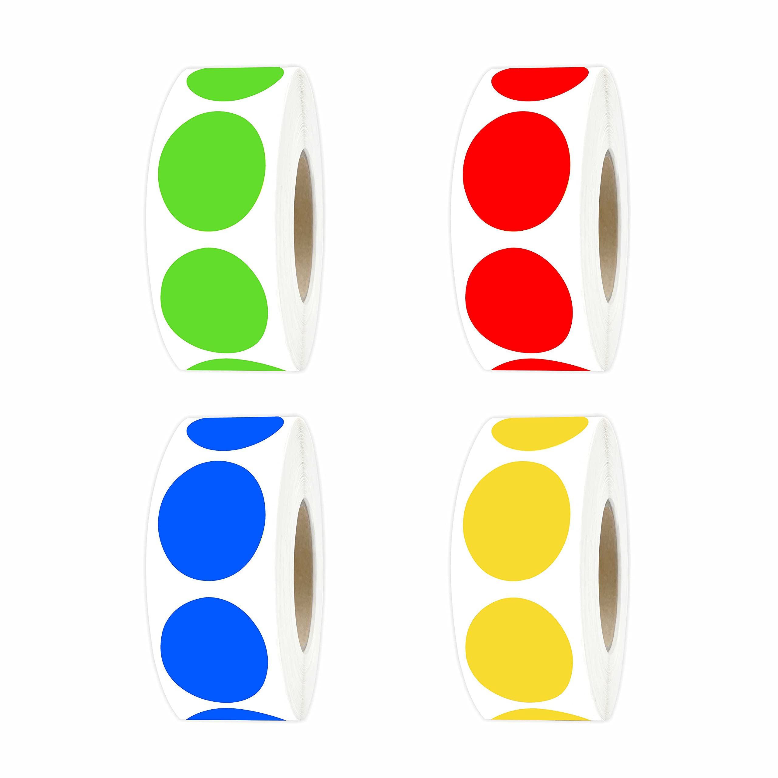 PARLAIM 4000PCS 1" Round Colored Code Circle Dot Label Stickers, 4 Assorted Multicolor, 1 inch Dispenser Box for Inventory Garage Sale
