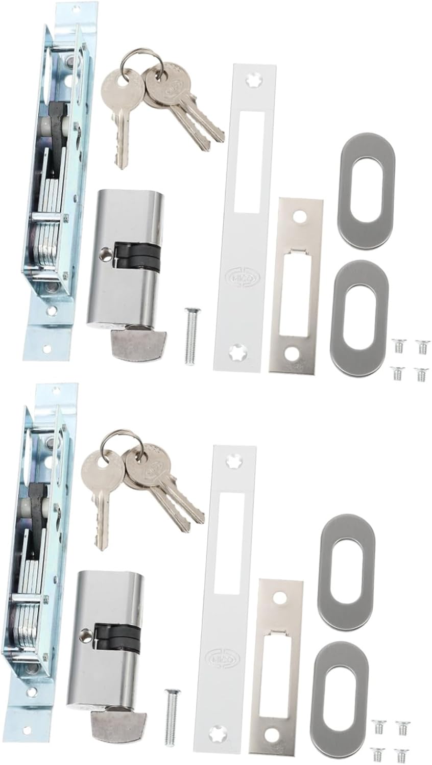 POPETPOP Sliding Door Hook Lock Mortise Lock 2pcs Aluminum Hook Latch Easy Install Safe Security for Home