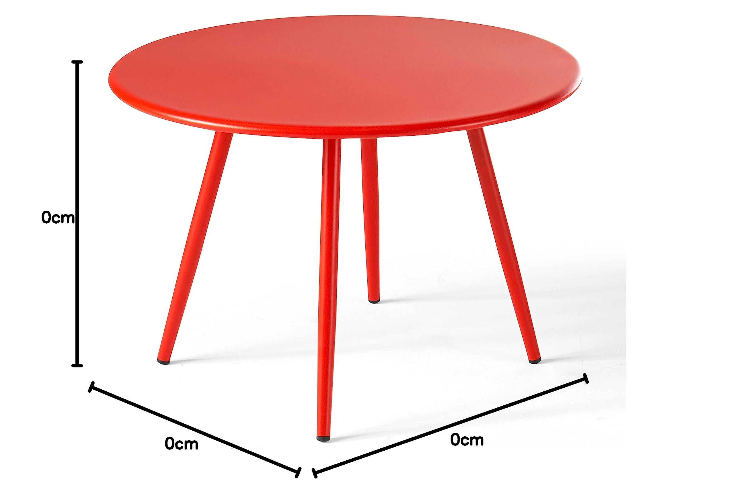Oviala Gartentisch „Palavas“ Rund – 120 Cm Durchmesser, Rot, Stahl, Wetterfest, Für 6 Personen