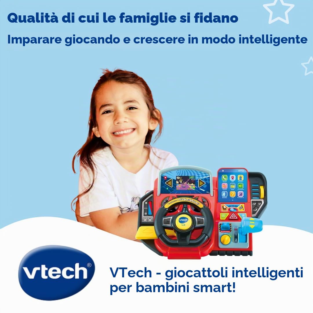 Vtech Volante di apprendimento Avventura – Volante interattivo con Schermo LCD a Colori, 3 modalità di Gioco, numerosi contenuti di apprendimento e 23 Melodie – per Bambini dai 3 ai 7 Anni