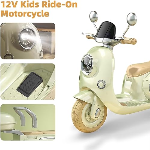 Miniatura 5 de Motocicleta eléctrica de 12 V con 3 ruedas para niños, motocicleta eléctrica para niños, motocicleta para niños, juguetes de paseo con Bluetooth,
