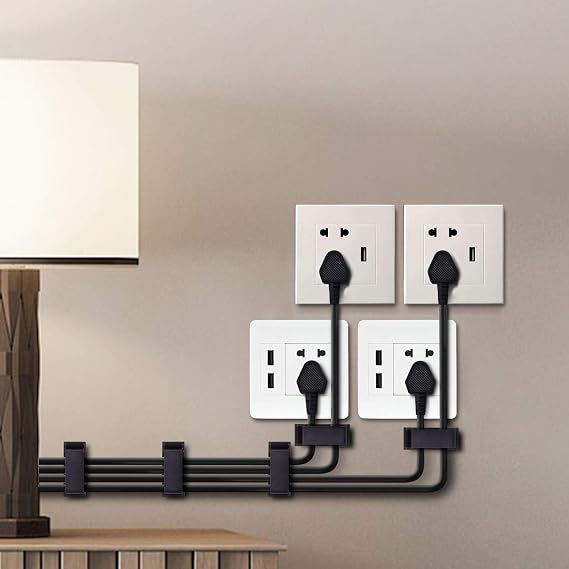 Orret Home 4 Adet Kendinden Yapışkanlı Kablo Yönetim Klipsleri, Çok Amaçlı Kablo Düzenleyiciler, Tel Klipler, TV, PC, Dizüstü, Ethernet Kablosu için Kablo Tutucu, Masaüstü ve Ev Ofis Kullanımı (Siyah)