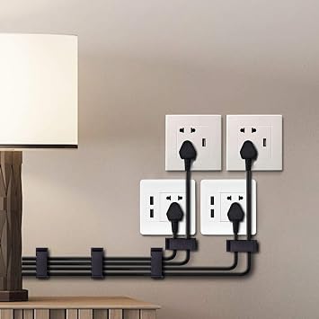 Orret Home 4 Adet Kendinden Yapışkanlı Kablo Yönetim Klipsleri, Çok Amaçlı Kablo Düzenleyiciler, Tel Klipler, TV, PC, Dizüstü, Ethernet Kablosu için Kablo Tutucu, Masaüstü ve Ev Ofis Kullanımı (Siyah)