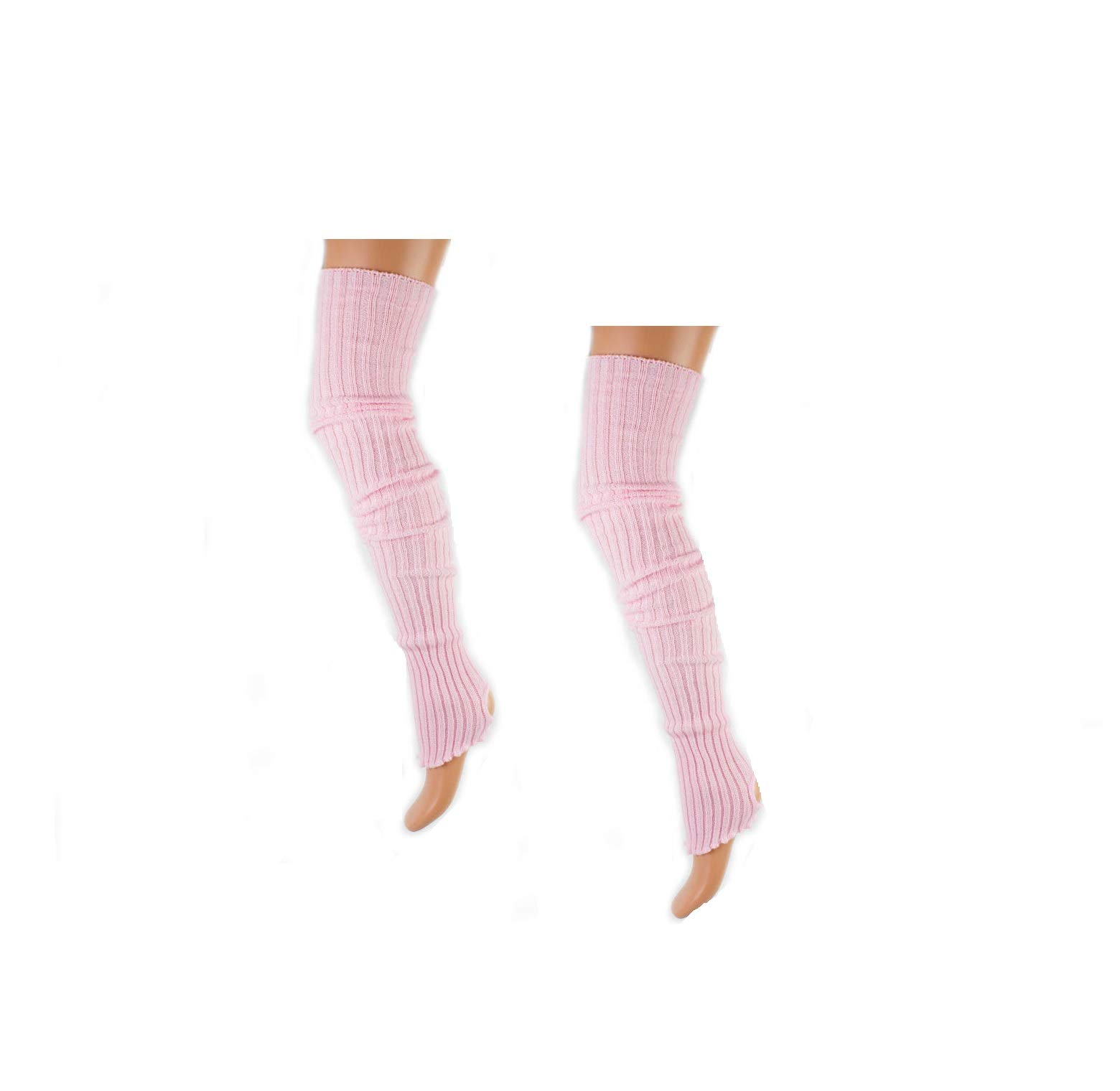 Mytoptrendz® Leg Warmers EXTRA LONG Plain Ribbed STIRRUP Legwarmers Soft Cosy Girls Ladies Dance Sports Yoga Plain Knit Super Soft (Pink- BABY)