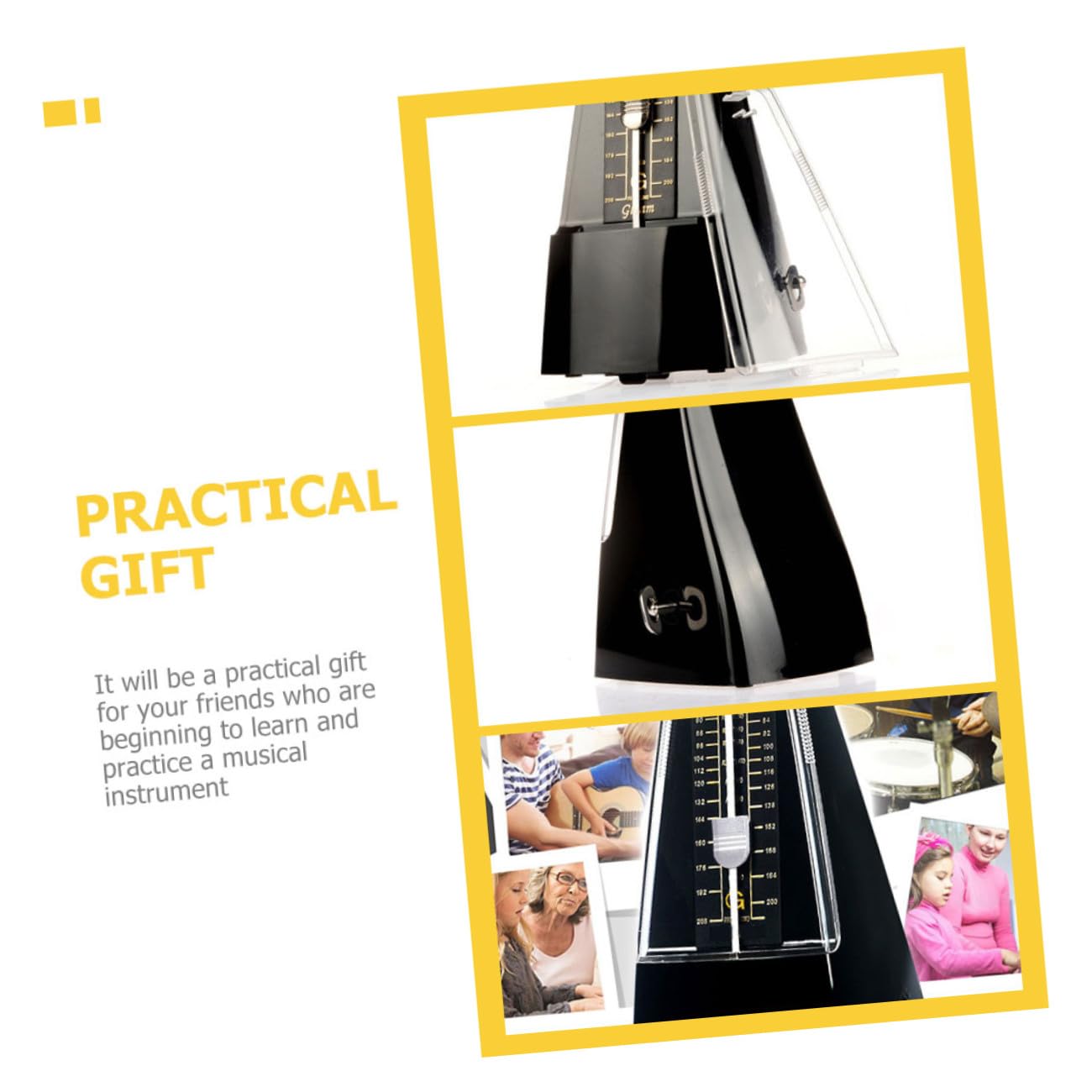 Métronome Mécanique pour Piano et Violon Noir 1 Set