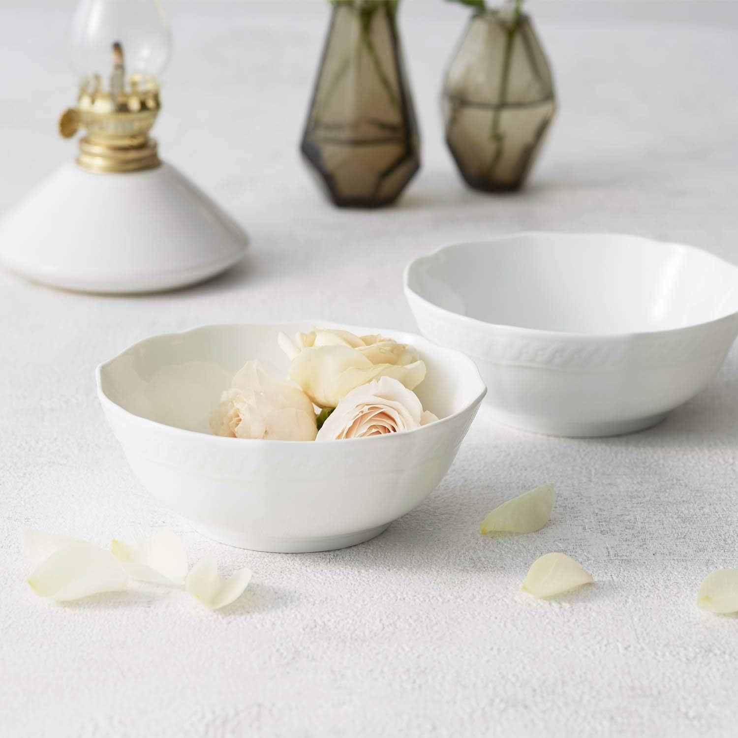 Noritake P94806/1655 Bowls (Pair Set) 5.1 inches (13 cm), 12.2 fl oz (365 cc), Shale Blan, Microwave Safe, Dishwasher Safe, 2 Pieces, Fine Porcelain (Premium White)