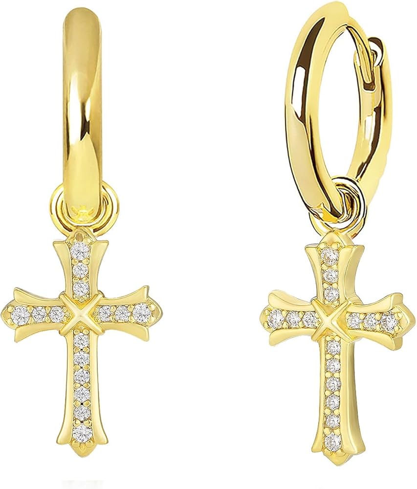 Amazon | KRKC&CO クロス ピアス 十字架 フープピアス メンズ シルバー Amazon | KRKC&CO クロス ピアス 十字架 フープピアス メンズ シルバー