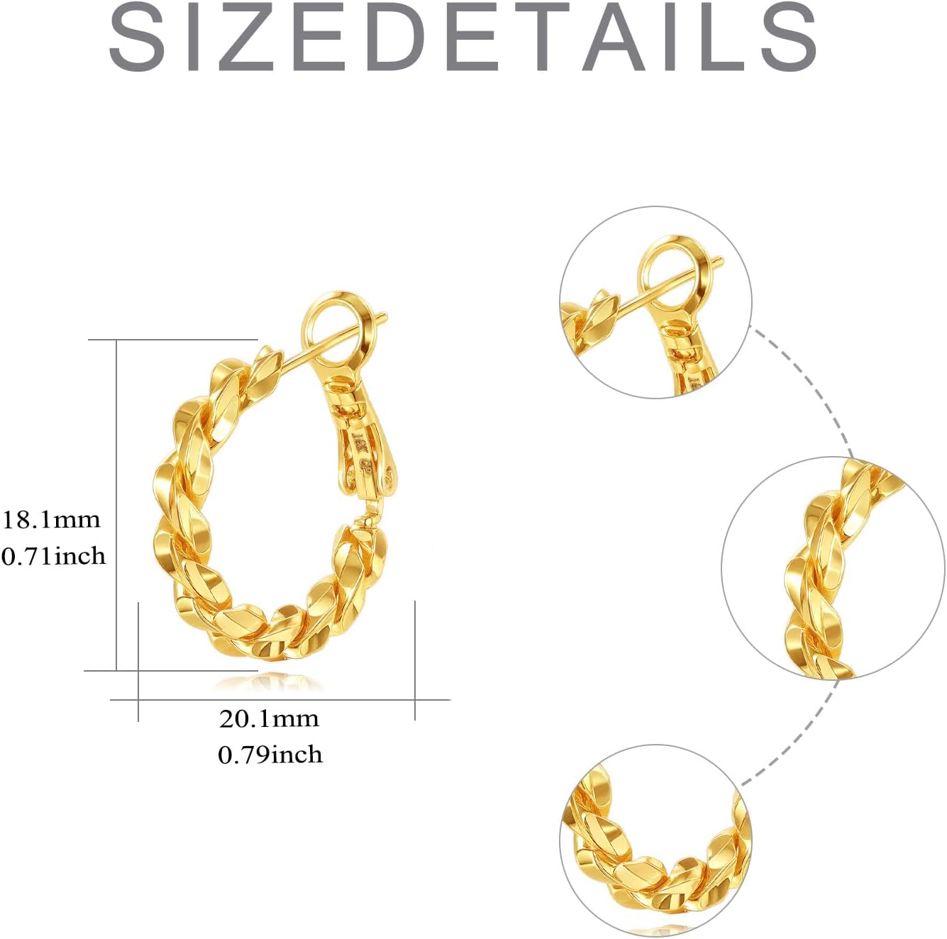 Gold Hoop Earrings 14K Gold Plated Copper Earrings Simple Large Huggie Lightweight Drop Jewelry Gifts for Women - Image 5