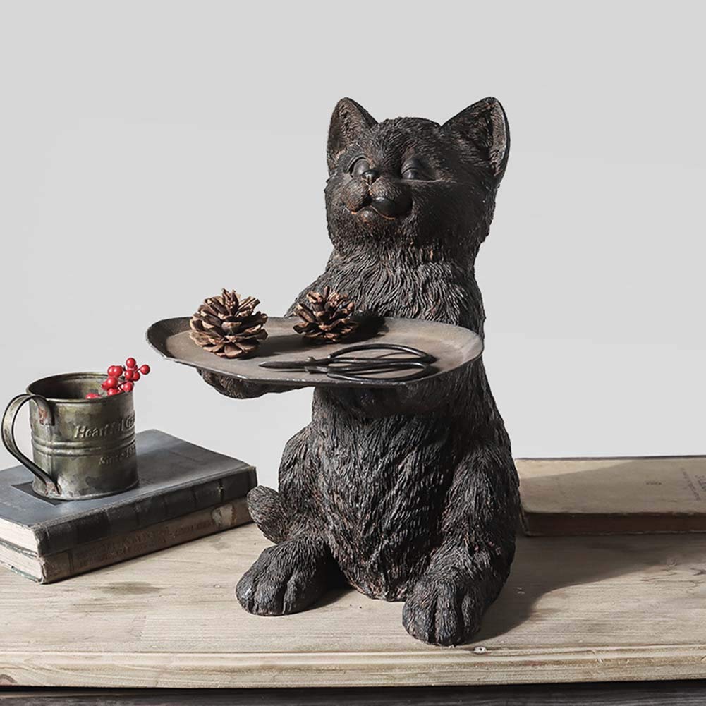 Statua di Gatto Statuetta in Resina Scultura Animale Artigianale Squisita Decorazione Ornamento Statuetta da Collezione per la Casa,A
