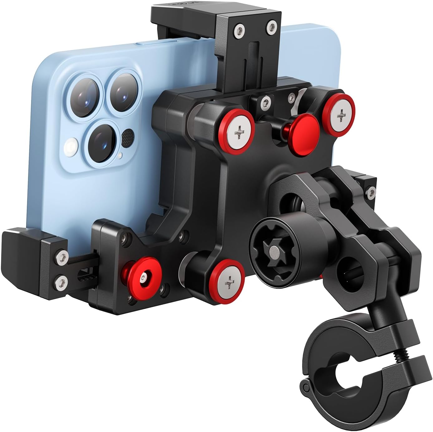 tounee All Metal Motorcycle Phone Mount with Magnetic Levitation Shock Absorbing, Anti-Theft Handlebar Clamp, Bike Cell Phone Mount for iPhone 16 Pro Max, Galaxy S24 Ultra, 5.5-7" Phones (Black)