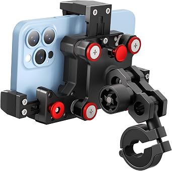 tounee All Metal Motorcycle Phone Mount with Magnetic Levitation Shock Absorbing, Anti-Theft Handlebar Clamp, Bike Cell Phone Mount for iPhone 16 Pro Max, Galaxy S24 Ultra, 5.5-7" Phones Black